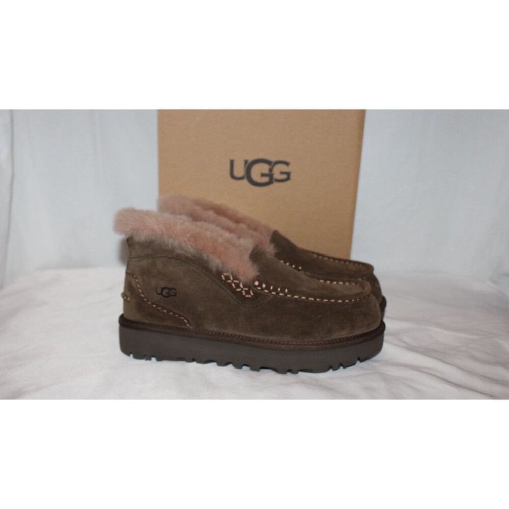 UGG ANSLEY PARC WOMEN'S SUEDE SLIPPERS BOOTIES DARK TEA US 8 EU 39 NIB